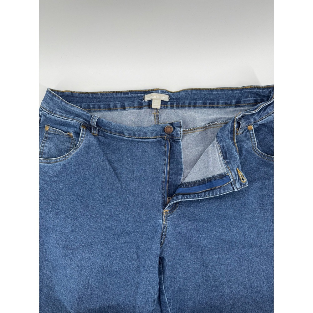 Woman Within Denim Capris Blue Medium Wash Petite 18W Cropped Jeans Side Slit - Picture 3 of 7